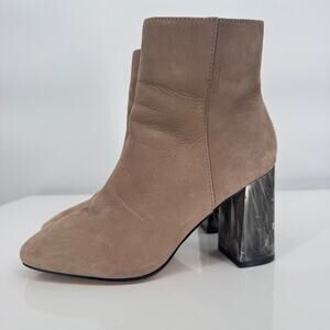 Steve Madden Patina Beige Leather Ankle Heeled Boots Sz 6.5 Boho Streetwear